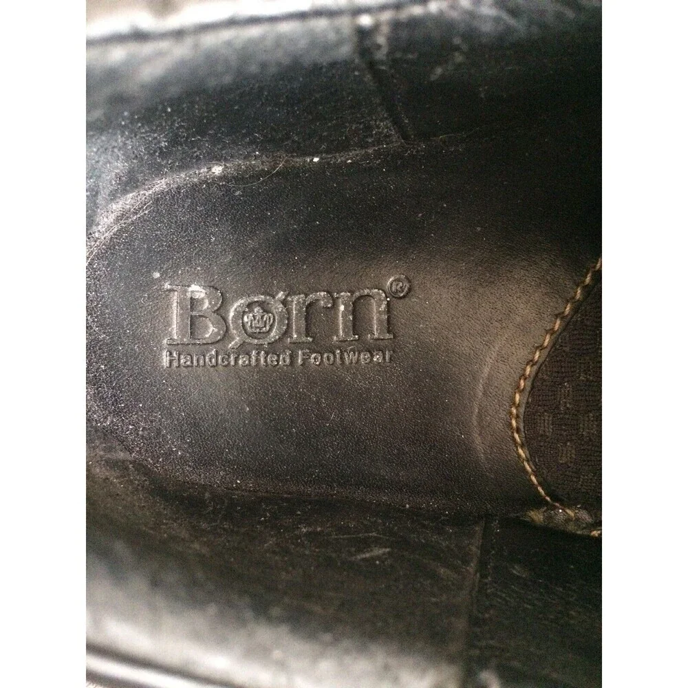 Born Womens Shoes Oxfords Black Leather Loafer Lace Up Comfort Flat Y2K